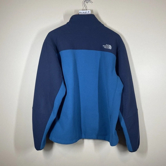 The North Face Mens Size Large Blue Color Block Zip Up Sweater Jacket - Picture 9 of 10